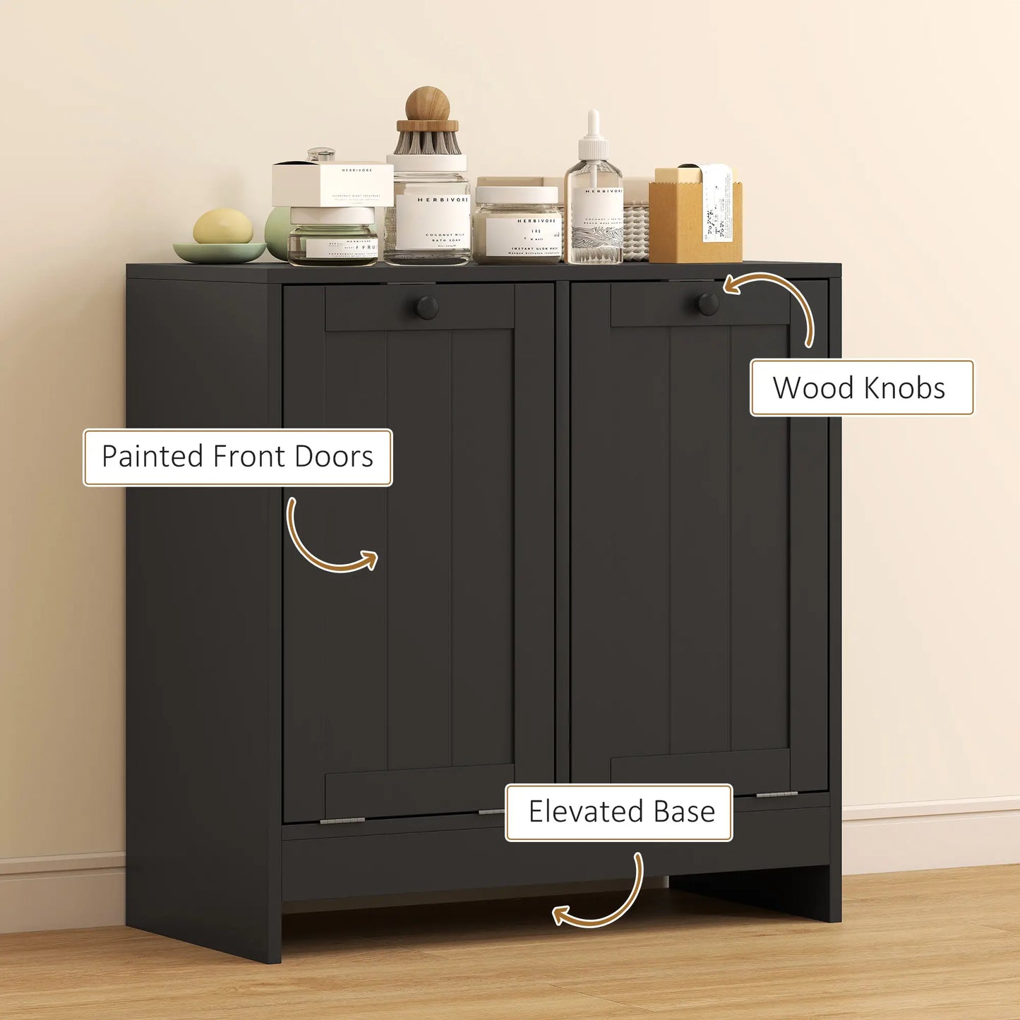 Tilt-Out Laundry Cabinet, 2 Compartments, Black Tilt Out Laundry Cabinets at Gallery Canada