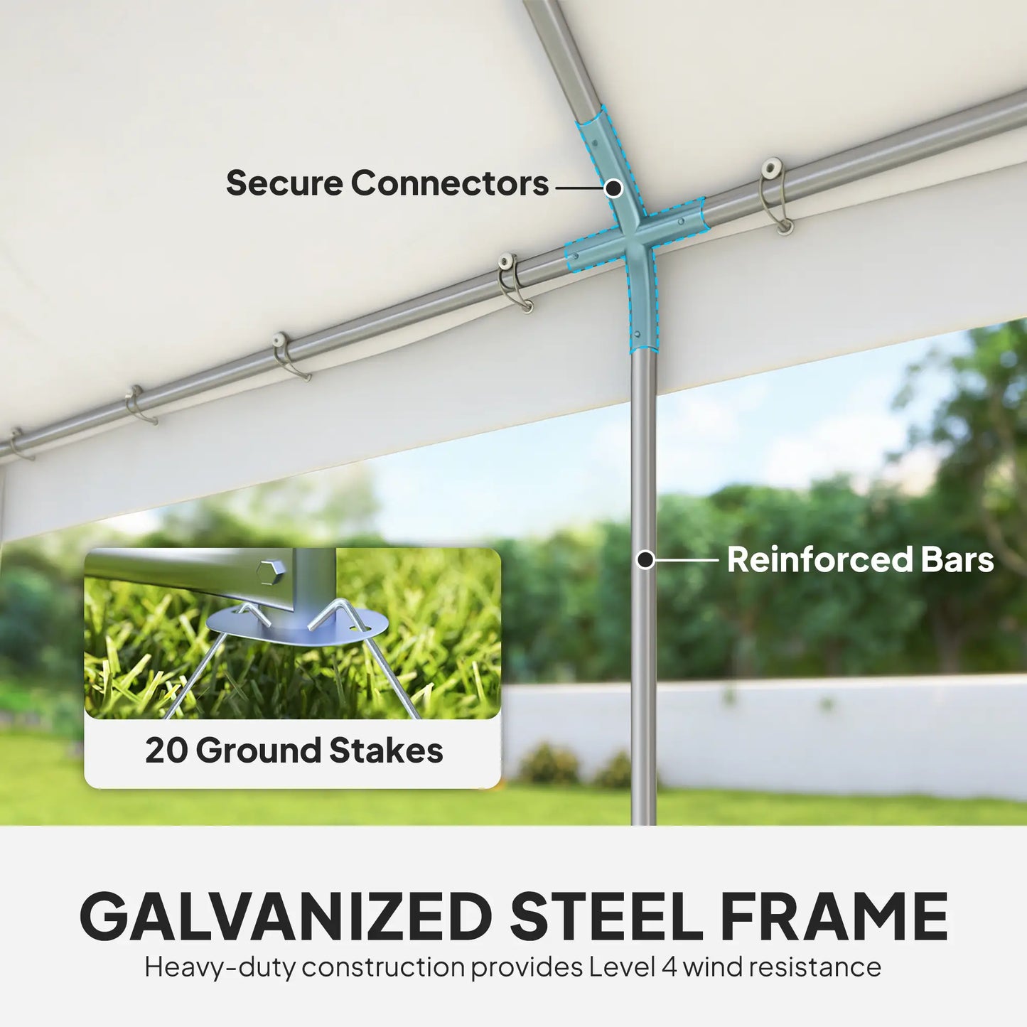 20' x 13' Party Tent, Heavy Duty Gazebo Canopy With Windows, White Canopy Tents at Gallery Canada