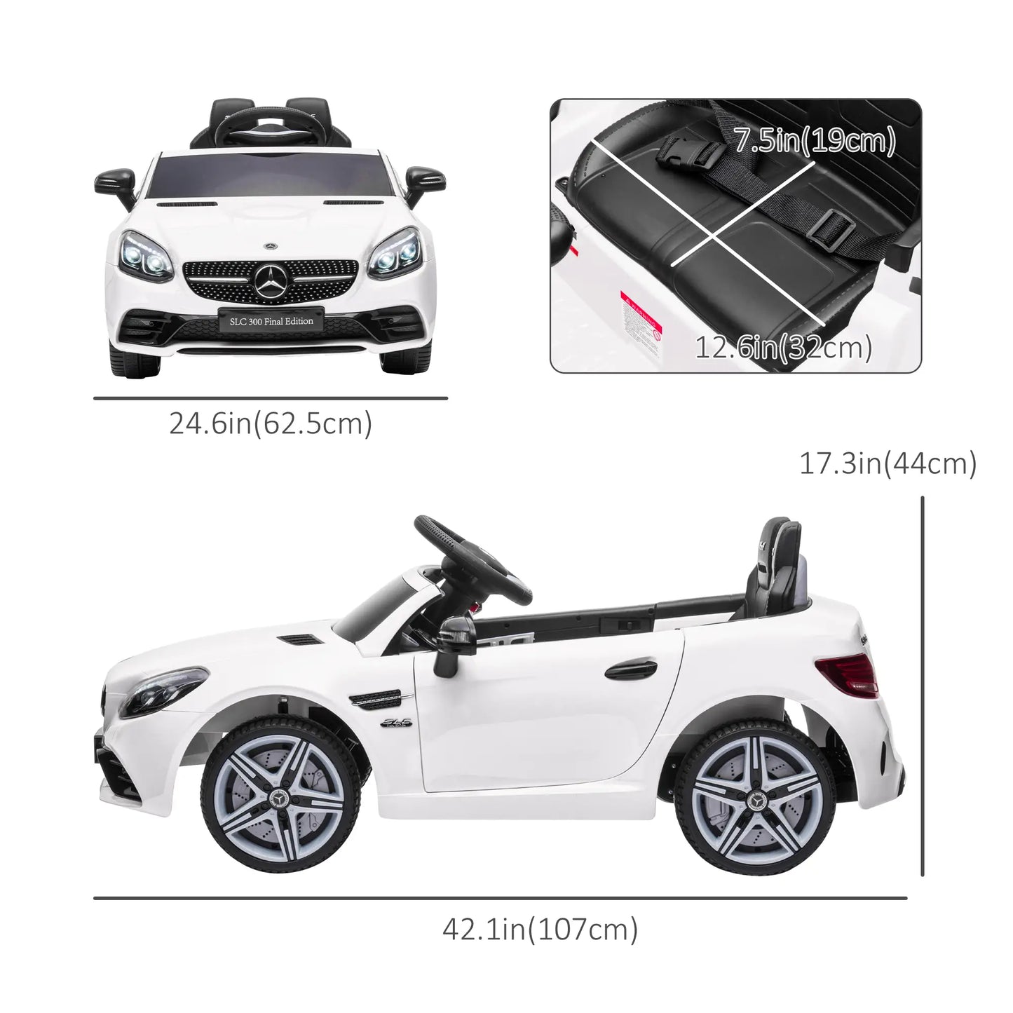 12V Ride On Car, Parent Remote Control, For 3-6 Years, White Electric Toy Cars at Gallery Canada