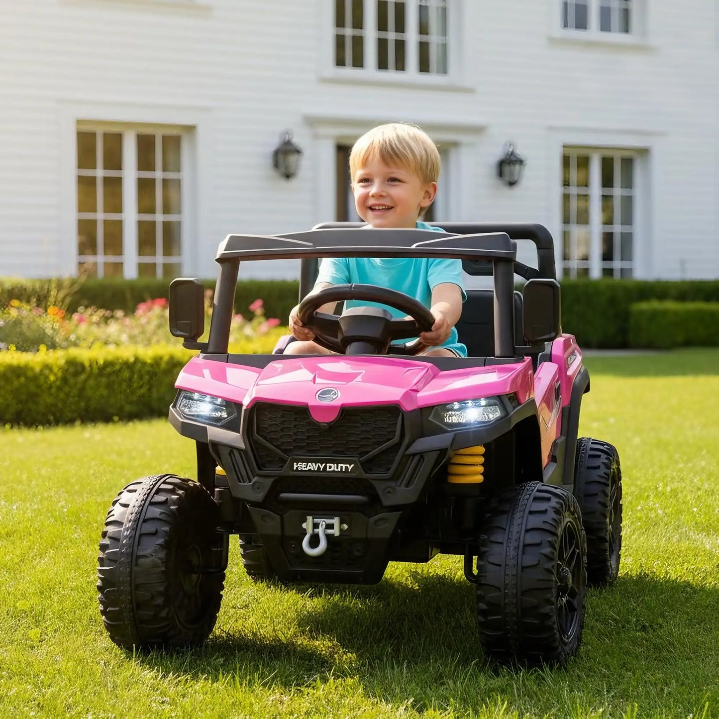 24V 4WD Kids Ride On Truck, 6 Wheels, 2 Seater, Remote, Dump Bed, Pink Electric Toy Cars at Gallery Canada