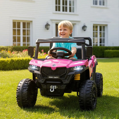 24V 4WD Kids Ride On Truck, 6 Wheels, 2 Seater, Remote, Dump Bed, Pink Electric Toy Cars at Gallery Canada