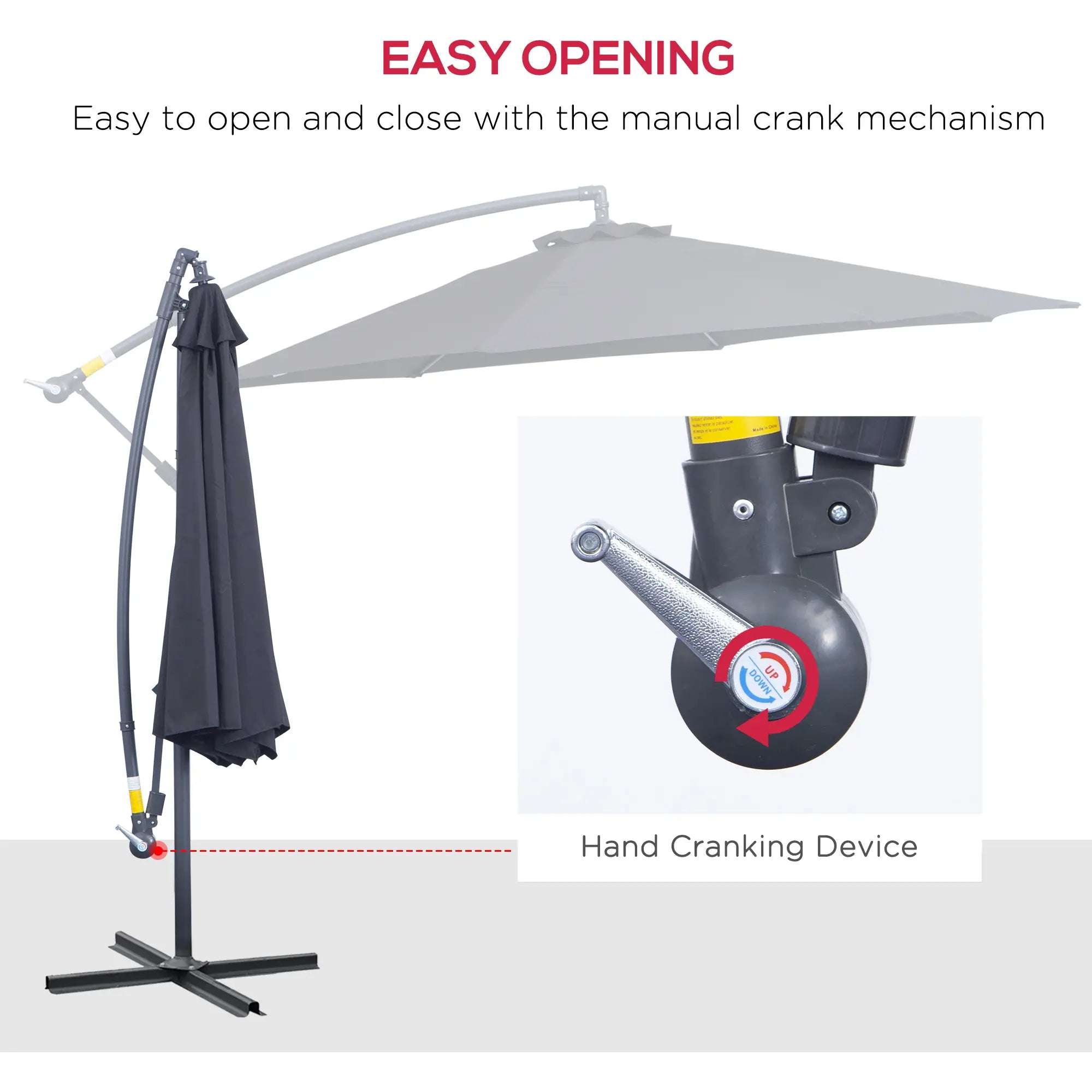 10' Deluxe Patio Umbrella, Outdoor Market Parasol, Black Cantilever Umbrellas at Gallery Canada