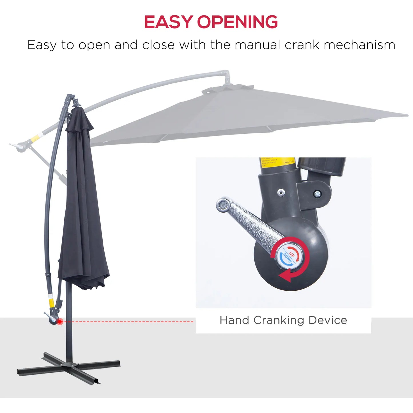 10' Deluxe Patio Umbrella, Outdoor Market Parasol, Black Cantilever Umbrellas at Gallery Canada