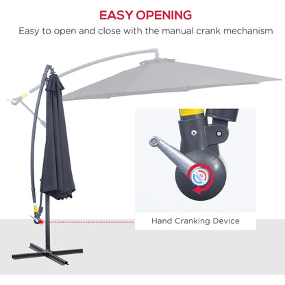 10' Deluxe Patio Umbrella, Outdoor Market Parasol, Black Cantilever Umbrellas at Gallery Canada