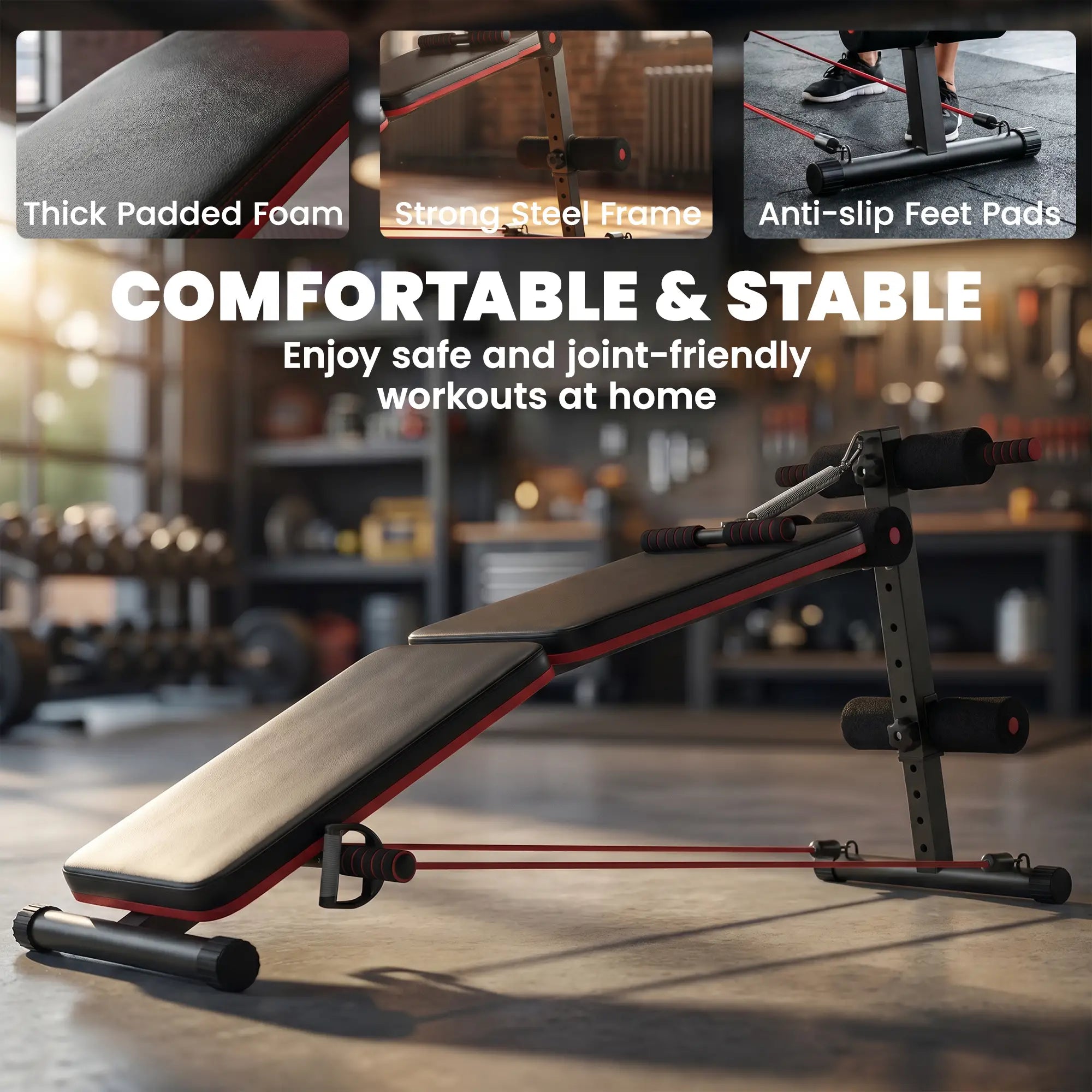 Foldable Sit Up Bench, Core Workout, Home Gym, Black Sit Up Benches at Gallery Canada