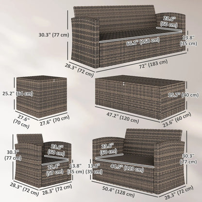 6-Piece Wicker Patio Set with Cushions, 7-Seater Rattan Sofa, Orange Patio Furniture Sets at Gallery Canada