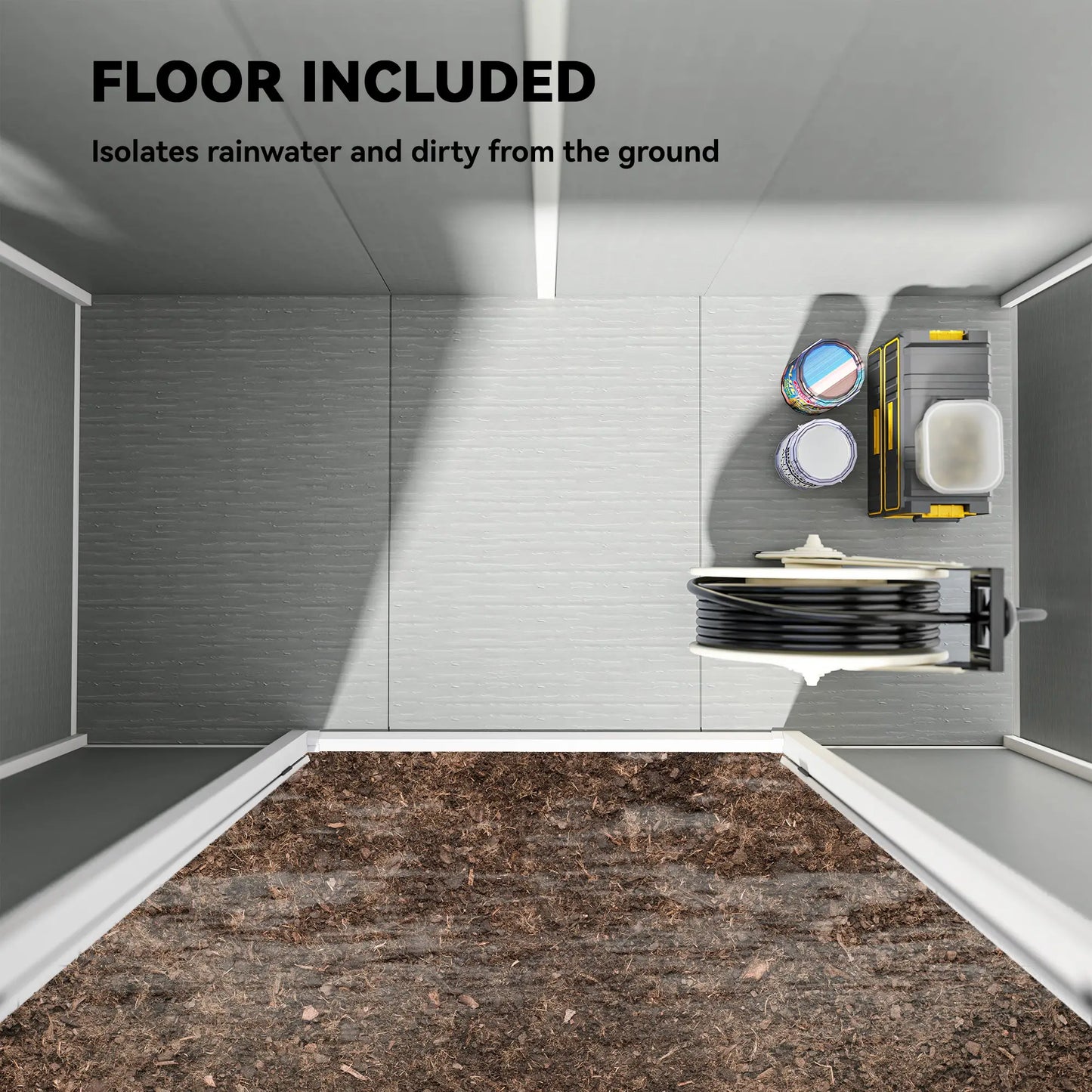 8' x 4' Resin Outdoor Storage Shed, Window, Lockable Doors, Light Grey Sheds at Gallery Canada