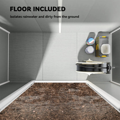 8' x 4' Resin Outdoor Storage Shed, Window, Lockable Doors, Light Grey Sheds at Gallery Canada