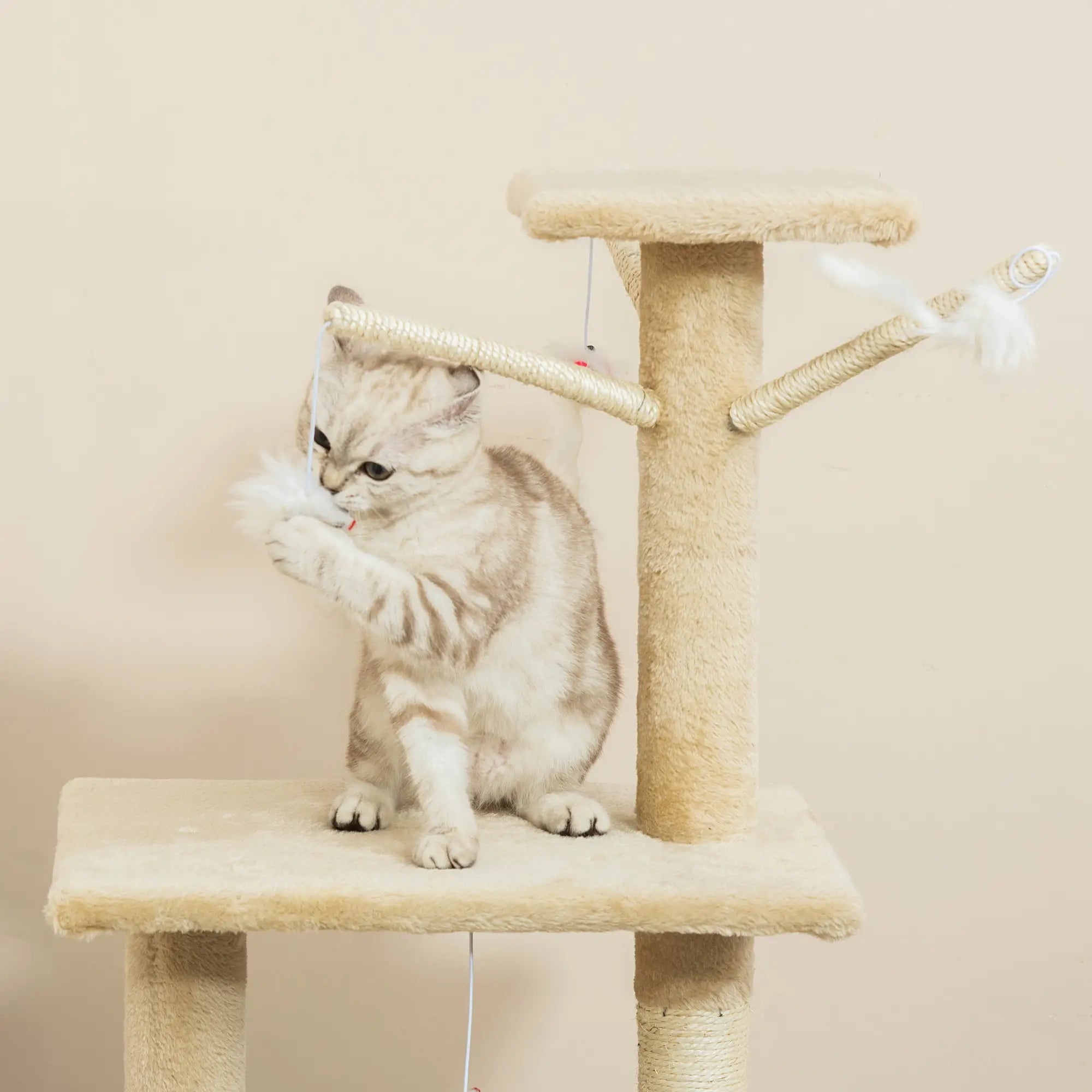 53 Cat Tree Tower, Kitten Activity Centre, Scratching Posts, Beige Cat Towers at Gallery Canada