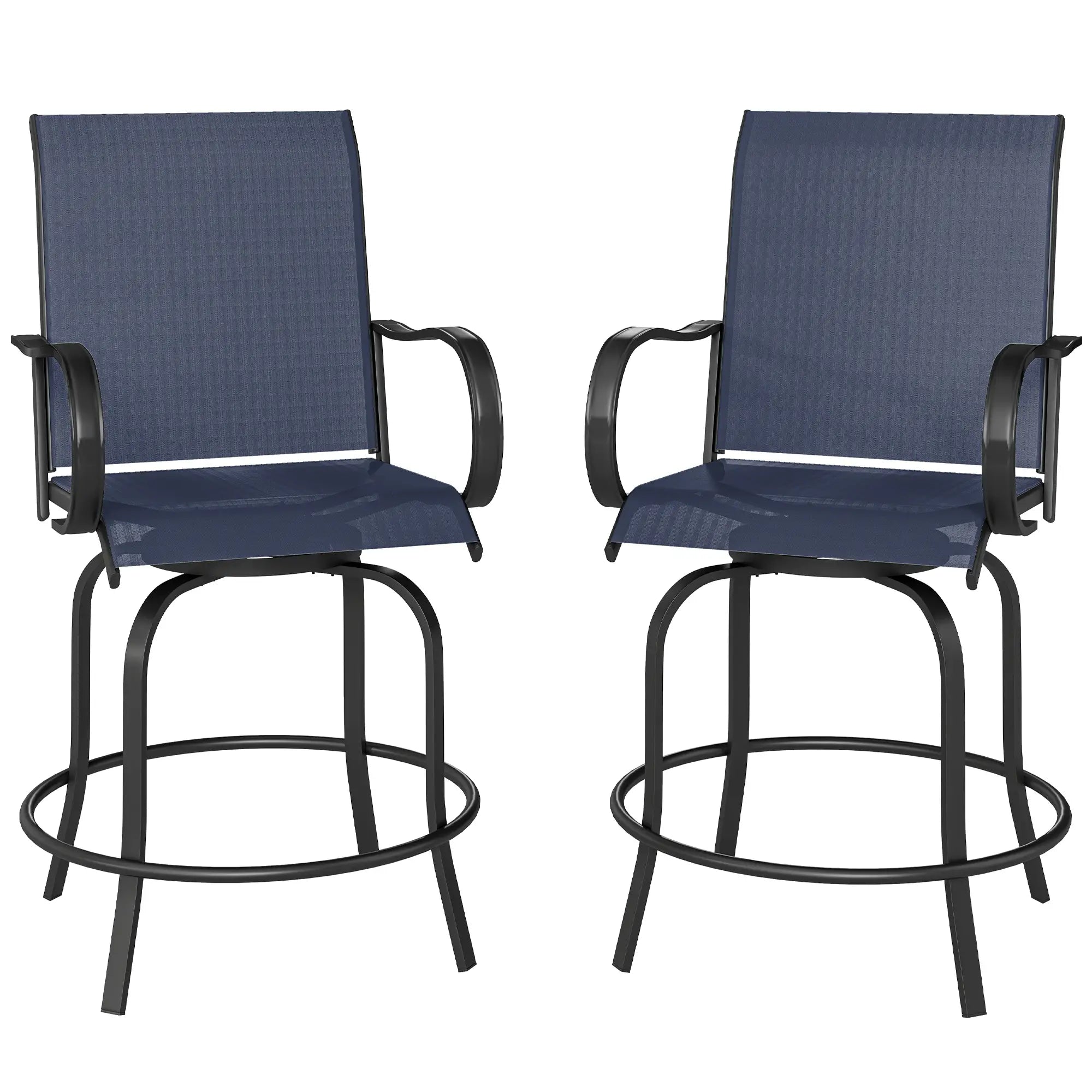 Outdoor Bar Stools Set of 2, 360° Swivel, 26.8