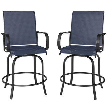 Outdoor Bar Stools Set of 2, 360° Swivel, 26.8" x 29.5" x 48.4", Navy Blue Bistro Sets Navy Blue at Gallery Canada