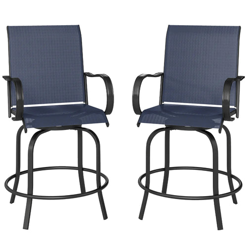 Outdoor Bar Stools Set of 2, 360° Swivel, 26.8