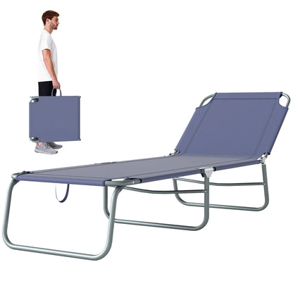 Folding Outdoor Lounge Chair, Reclining Tanning Chair, Navy Blue Lounger Chairs Navy Blue at Gallery Canada