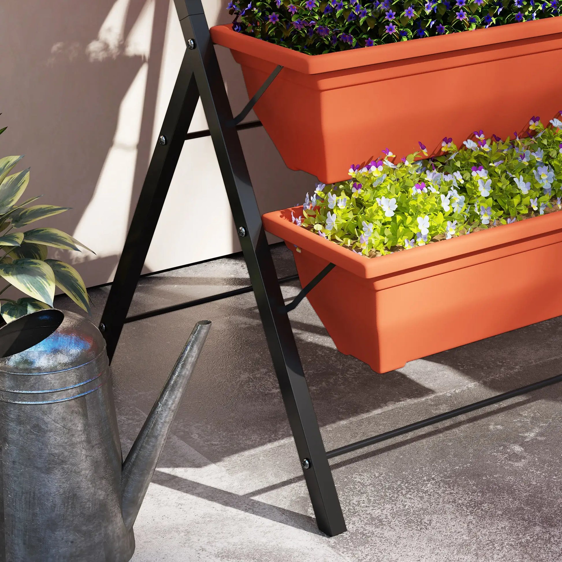 5-Tier Raised Garden Bed, Plant Stand, Flower Pots, Leaking Holes, Red Plant Stands at Gallery Canada