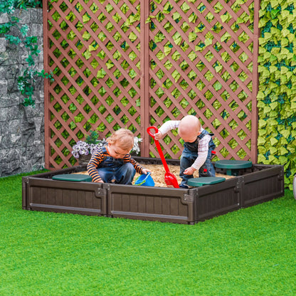 Kids Outdoor Sandbox with Canopy, Bottom Fabric Liner, Brown Sandboxes & Accessories at Gallery Canada