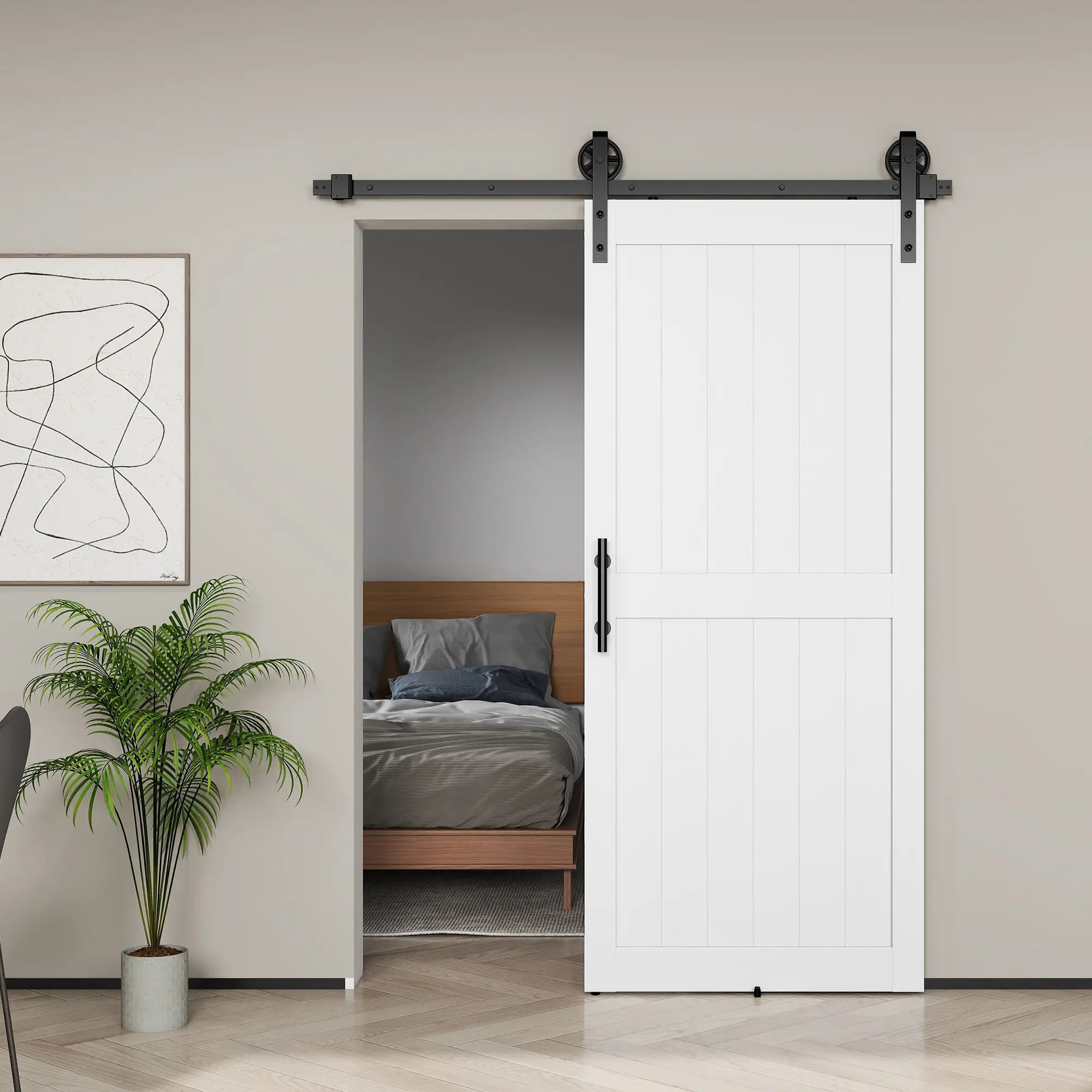 36inx84in Barn Door, 6FT Sliding Hardware Kit, White Door Hardware at Gallery Canada