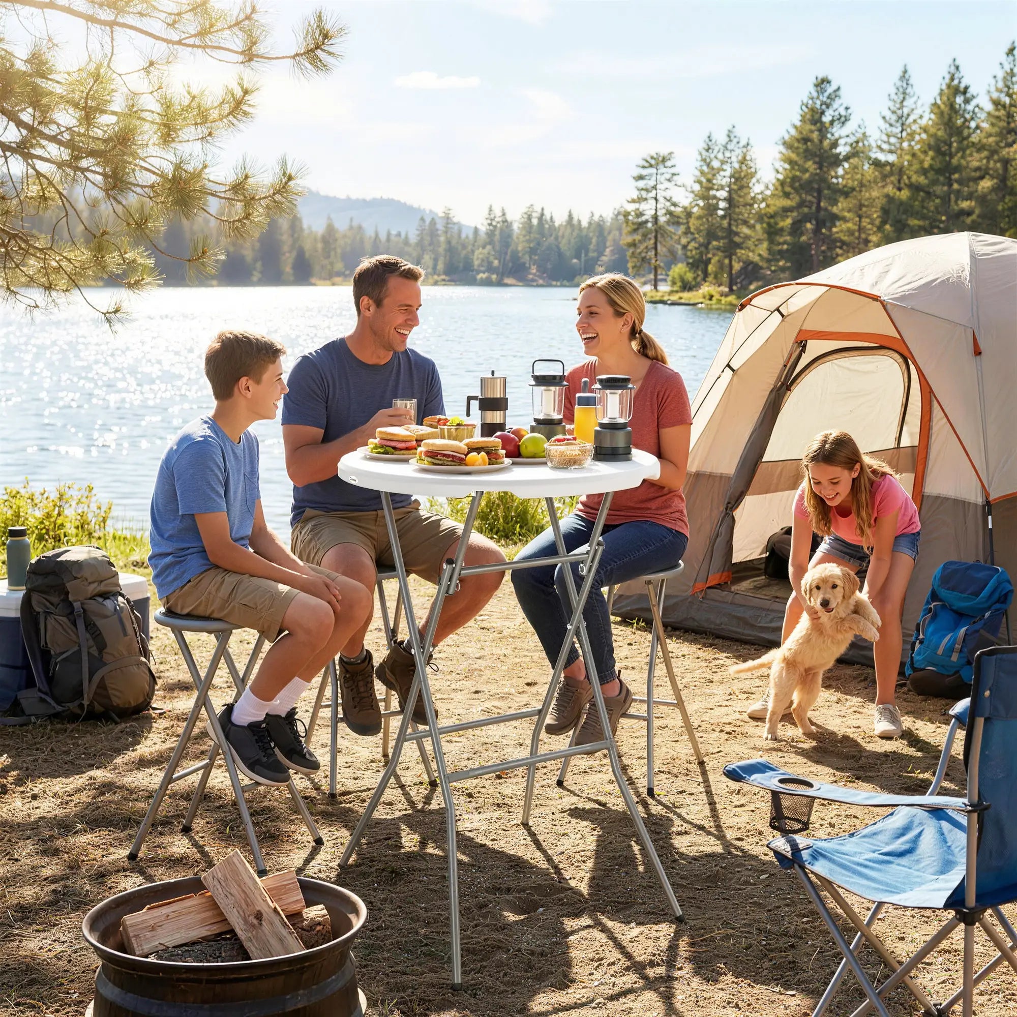 2.6ft Plastic Folding Picnic Table, Camping Table, White Picnic Tables & Camping Chairs at Gallery Canada