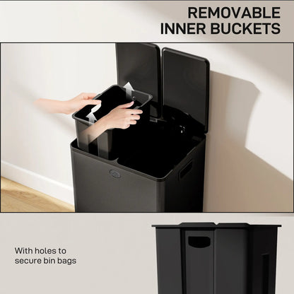Dual Garbage Bin, Soft Close Trash Can, 2 x 28 Liter, Black Household Supplies at Gallery Canada