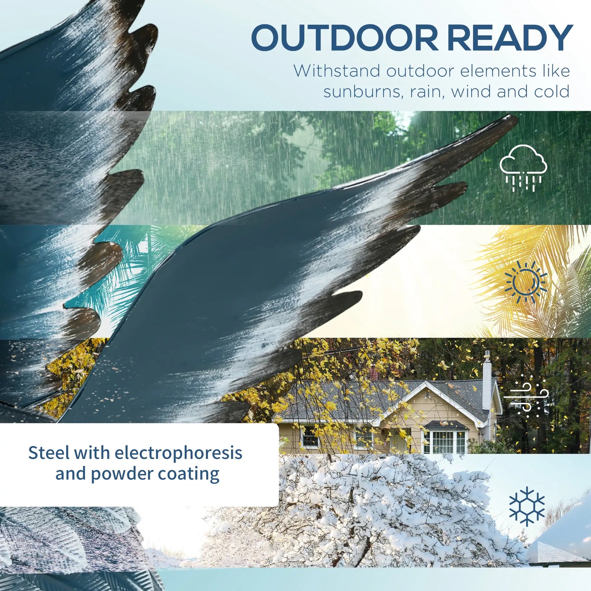 Set of 2 Garden Sculptures, Heron Statues, 29" & 27.5", Blue Garden Decor at Gallery Canada