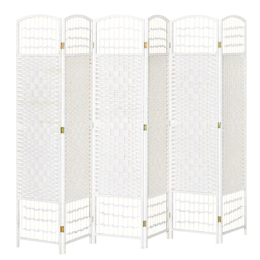 6 Panel Room Divider, 5.6 ft Tall, Folding Privacy Screen, White Room Dividers White at Gallery Canada