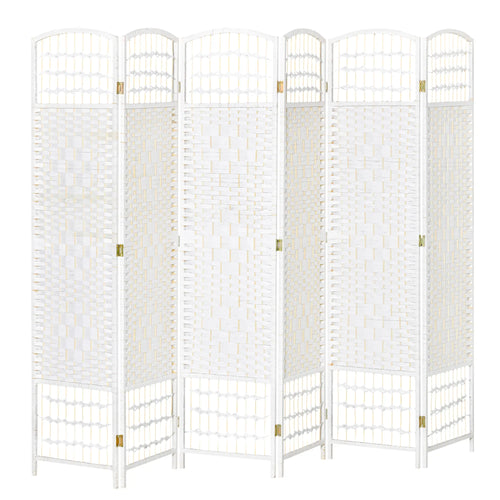6 Panel Room Divider, 5.6 ft Tall, Folding Privacy Screen, White