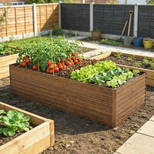 8' x 4' x 2' Raised Garden Bed, Galvanized Planter Box, Dark Brown Wood Effect, Dark Brown Galvanized Planter Boxes Dark Brown Wood Effect at Gallery Canada