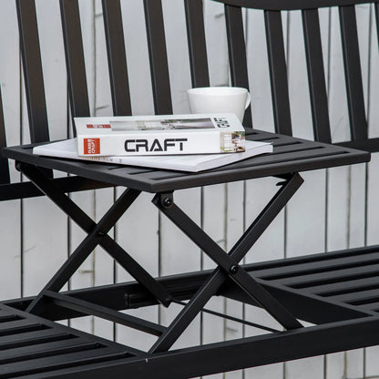 Metal Outdoor Bench with Liftable Table, Patio Loveseat, Garden Bench, Black Outdoor Benches at Gallery Canada