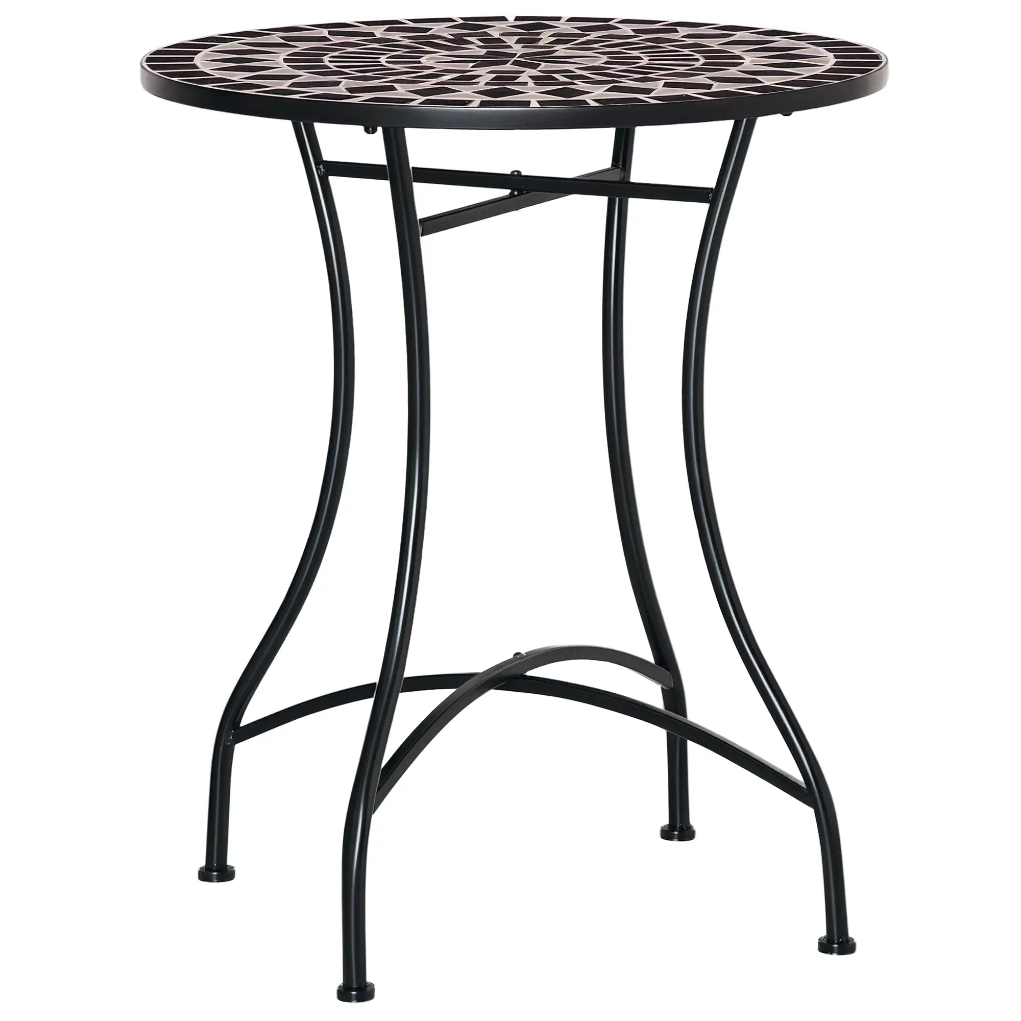 Round Mosaic Patio Table, Metal Frame, Outdoor Garden Furniture, Black Patio Side Tables at Gallery Canada