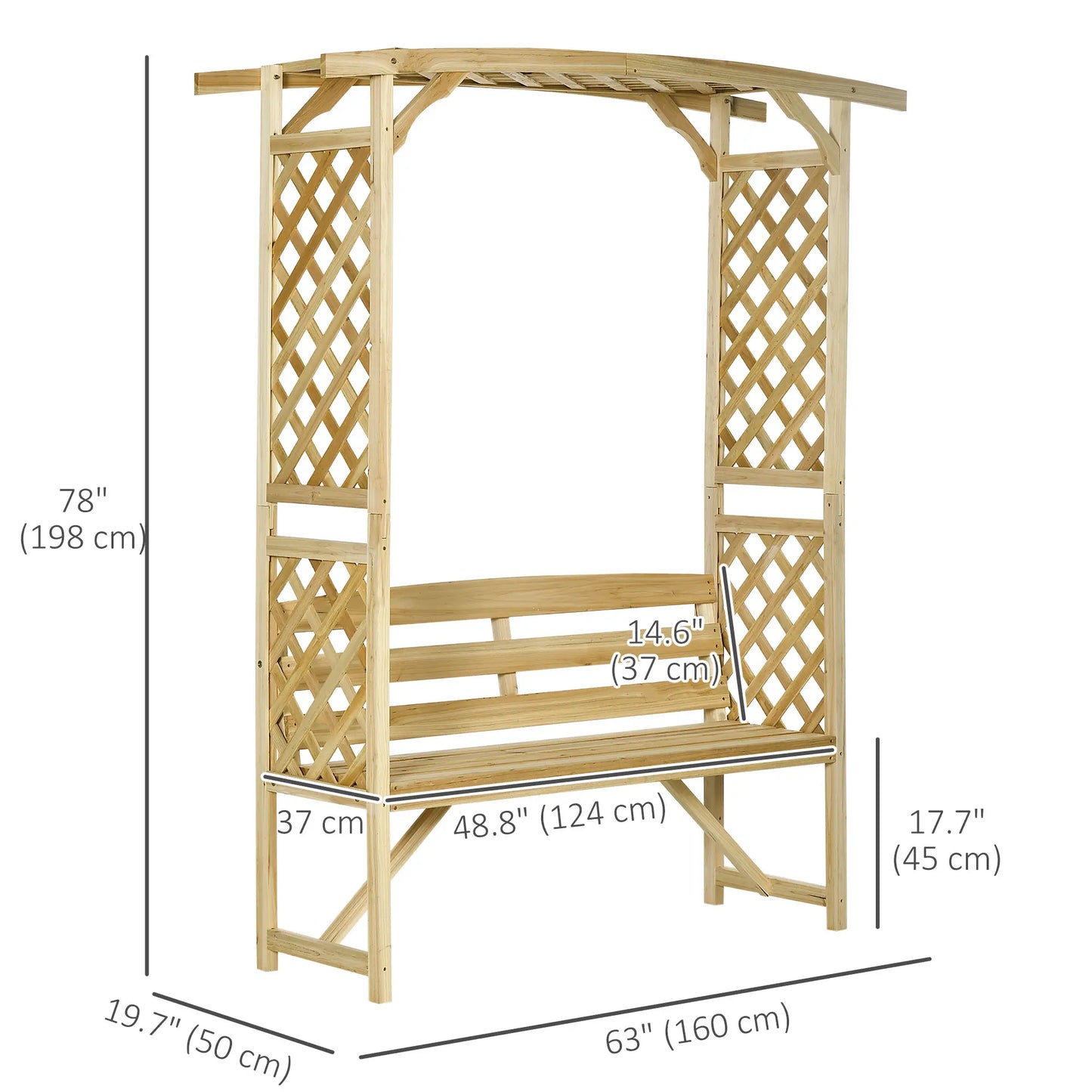 Wooden Garden Arch with Bench, Arbor Trellis for Climbing Plants, Natural Outdoor Benches at Gallery Canada