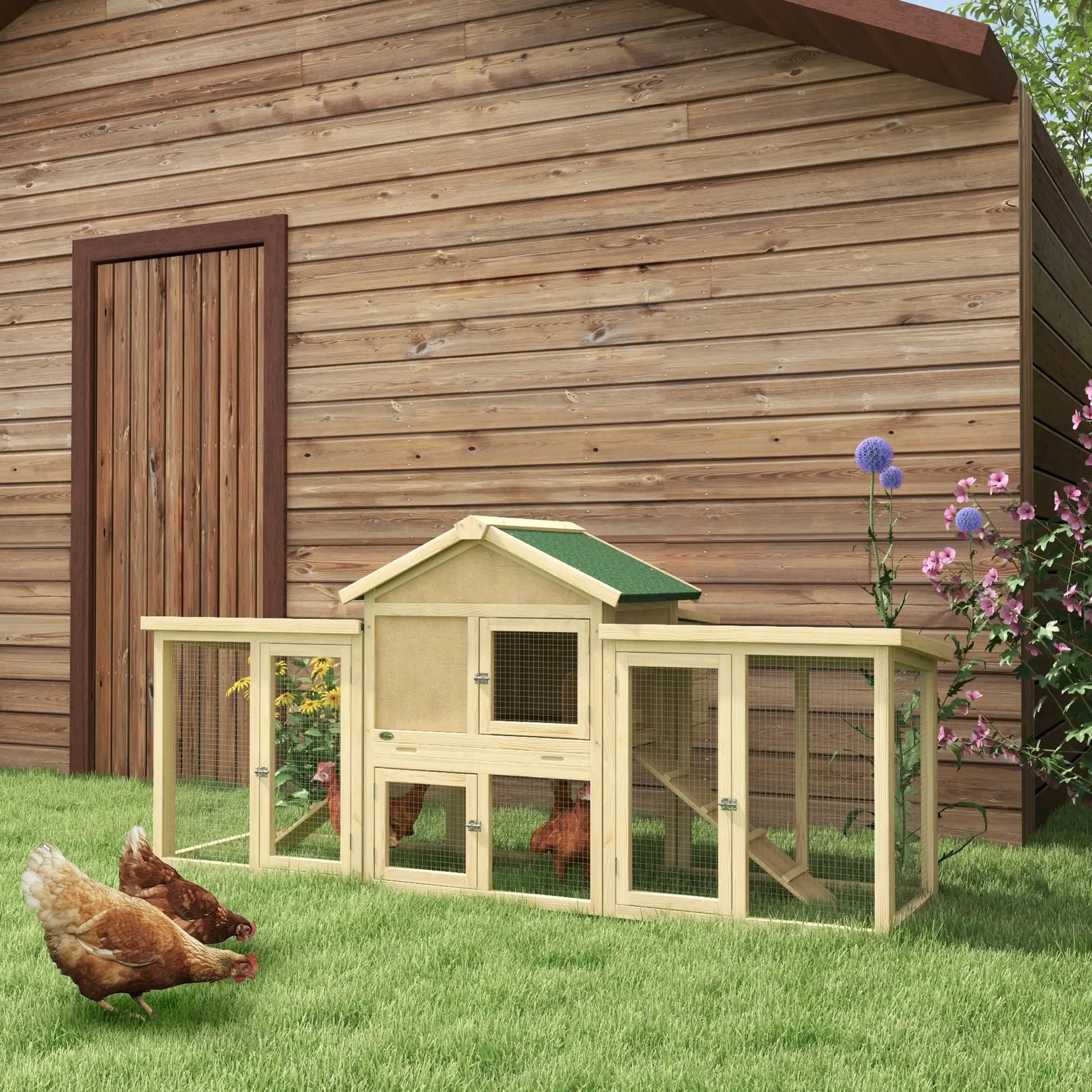 Wooden Chicken Coop, Large Rabbit Hutch with Nesting Box, Run, Ramp Chicken Coops at Gallery Canada