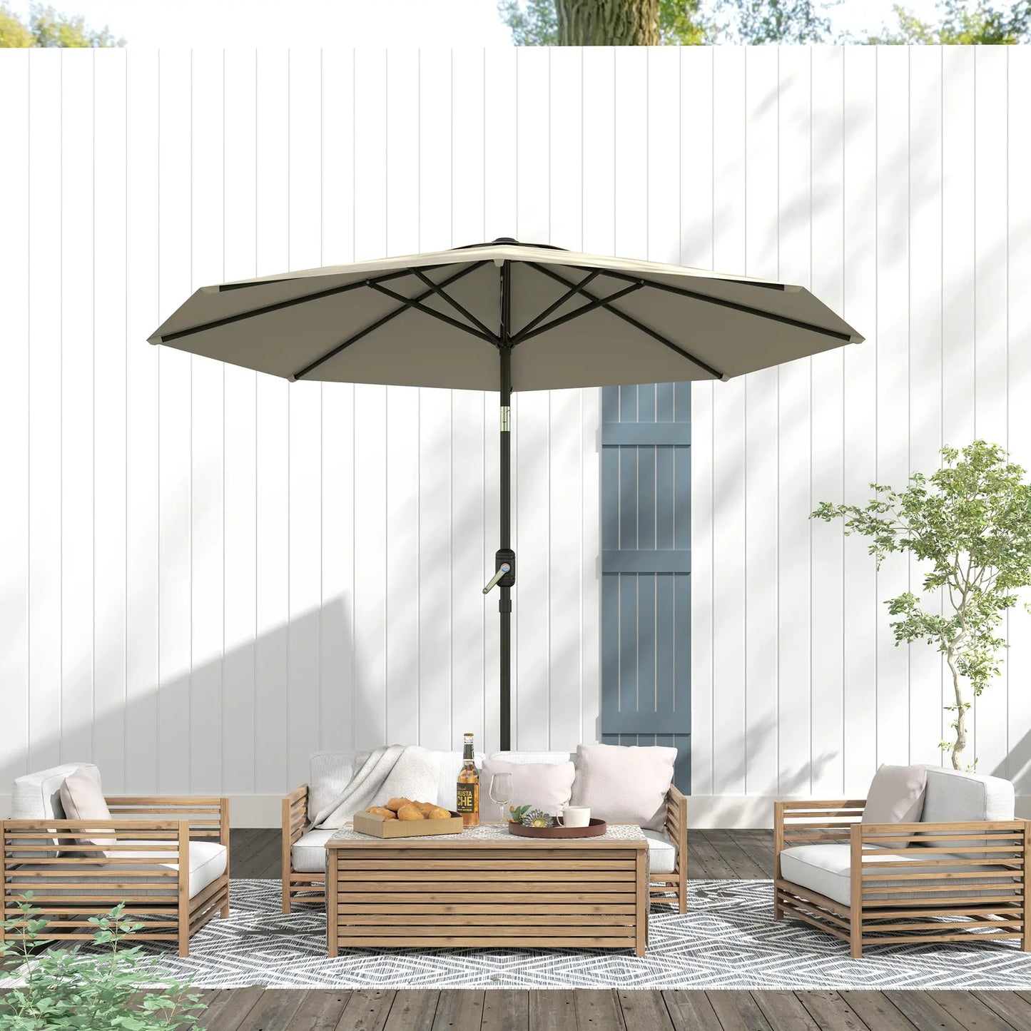 Aluminum Patio Umbrella, 8.5ft, Garden Outdoor Parasol, Light Grey Offset Cantilever Umbrellas at Gallery Canada
