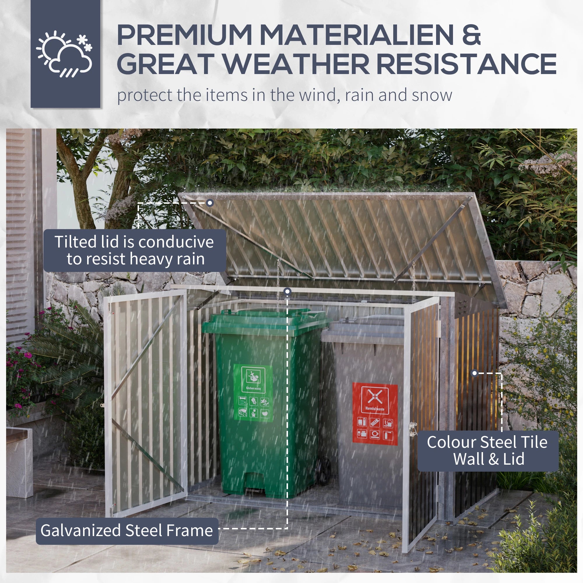 Outdoor Metal Storage Shed, Double Door with Vents, Dark Grey Sheds at Gallery Canada