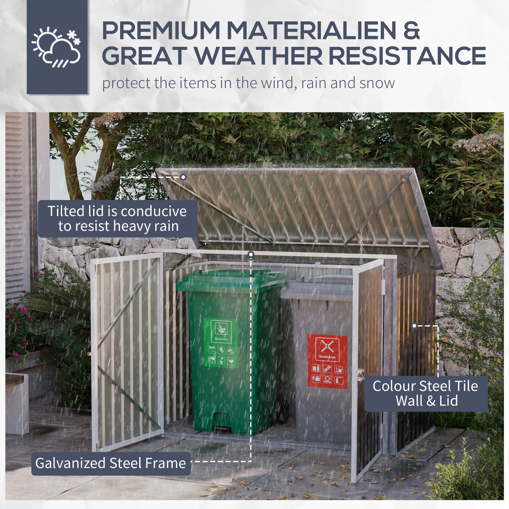 Outdoor Metal Storage Shed, Double Door with Vents, Dark Grey Sheds at Gallery Canada