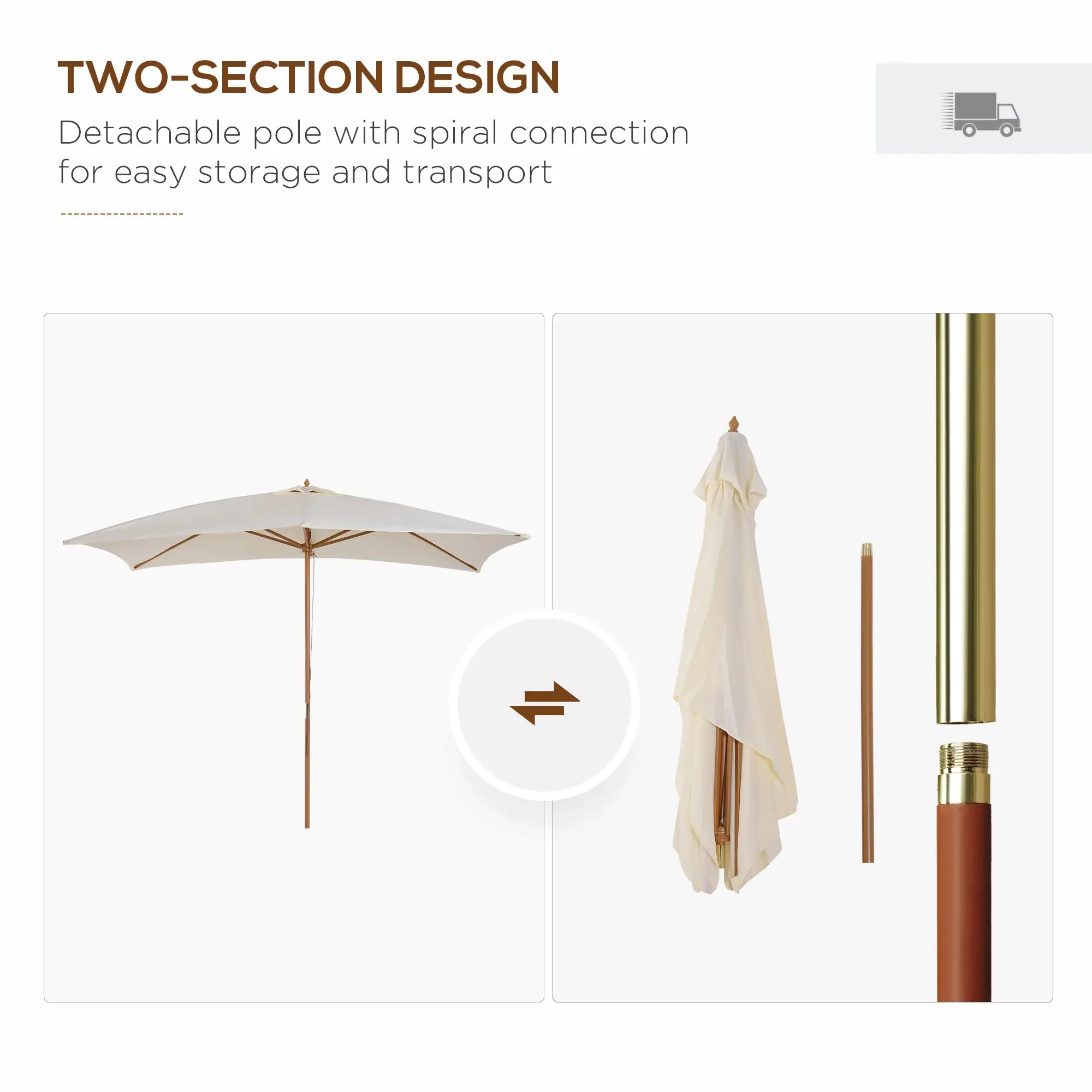 Patio Sun Umbrella, Rectangle, Cream White Sun Umbrellas at Gallery Canada
