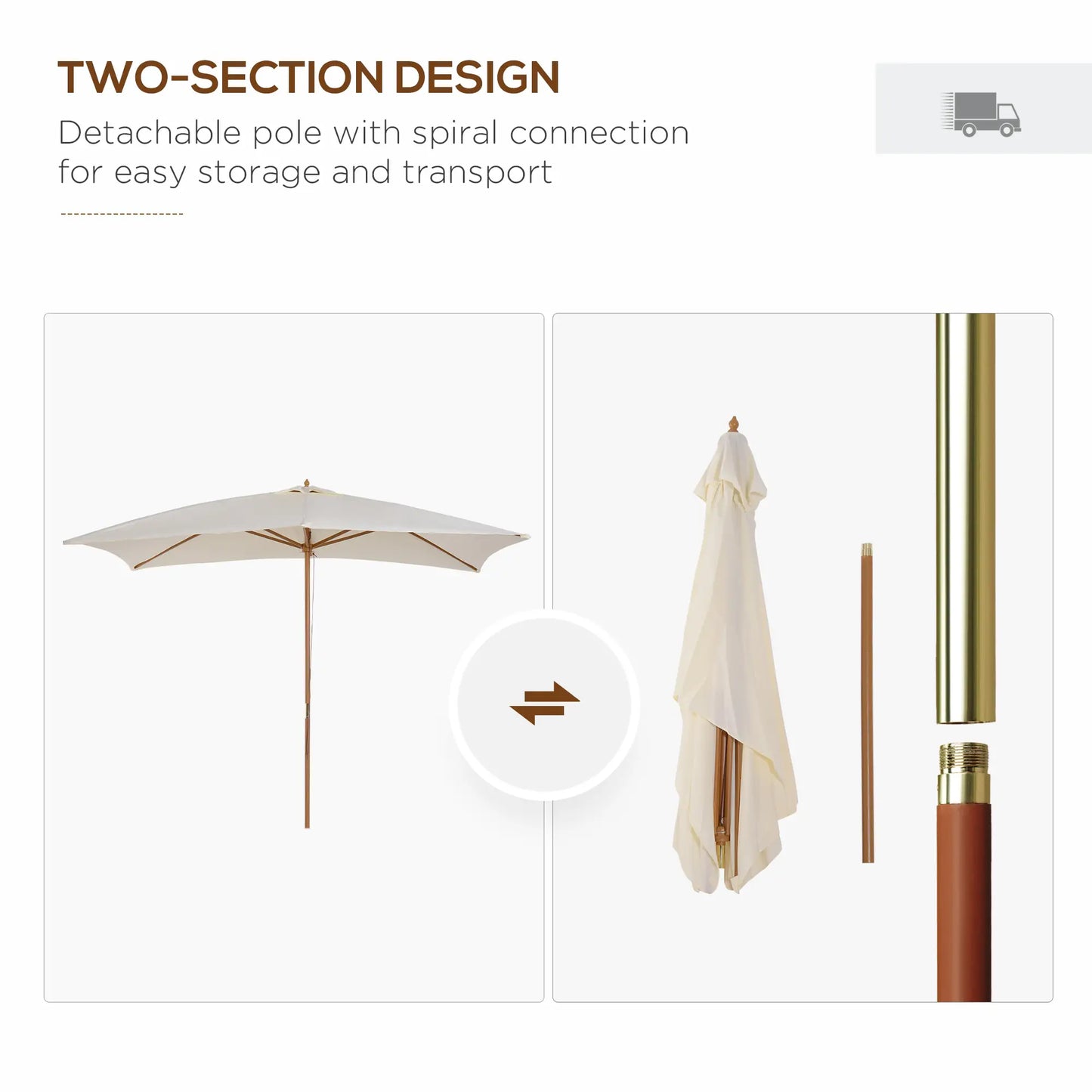 Patio Sun Umbrella, Rectangle, Cream White Sun Umbrellas at Gallery Canada