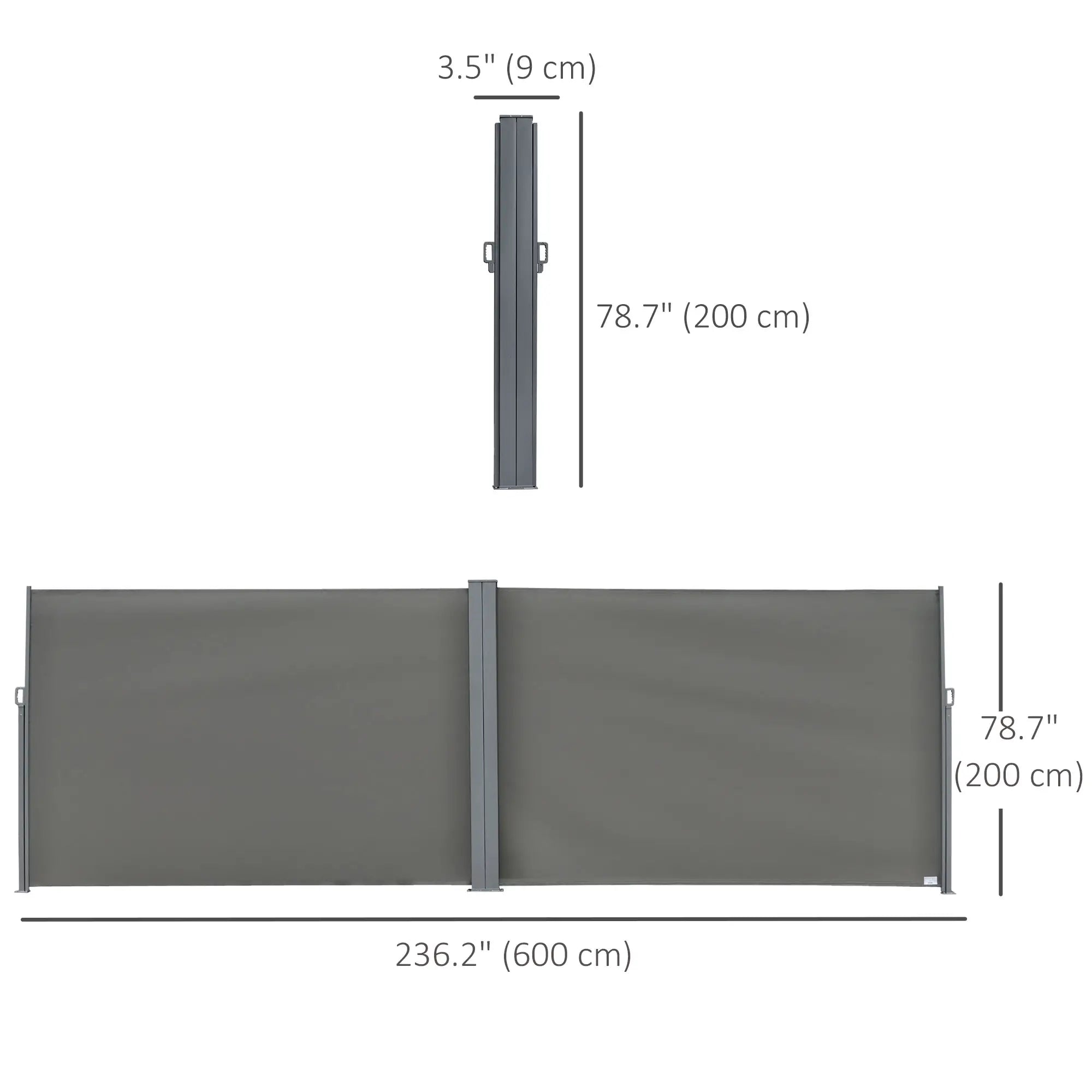 Retractable Double Side Awning, Folding Privacy Screen, Grey Side Awnings at Gallery Canada