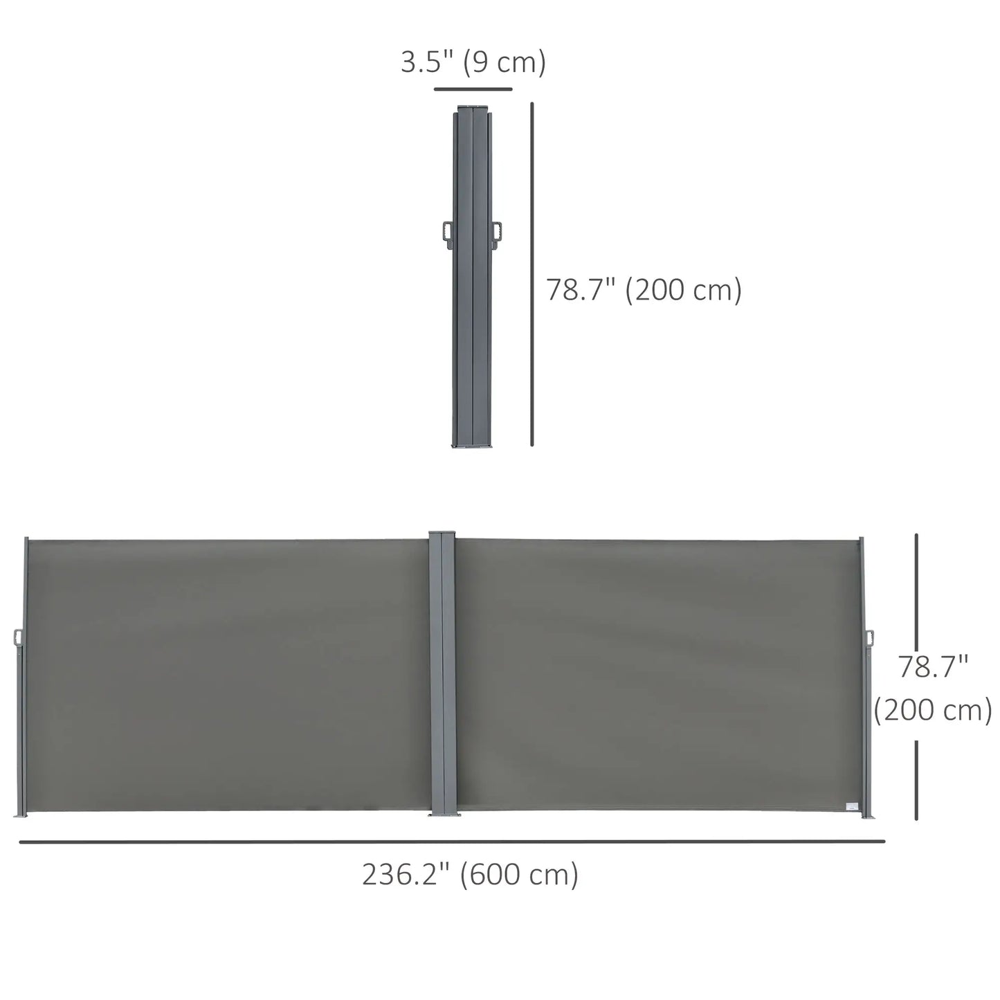 Retractable Double Side Awning, Folding Privacy Screen, Grey Side Awnings at Gallery Canada