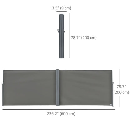 Retractable Double Side Awning, Folding Privacy Screen, Grey Side Awnings at Gallery Canada