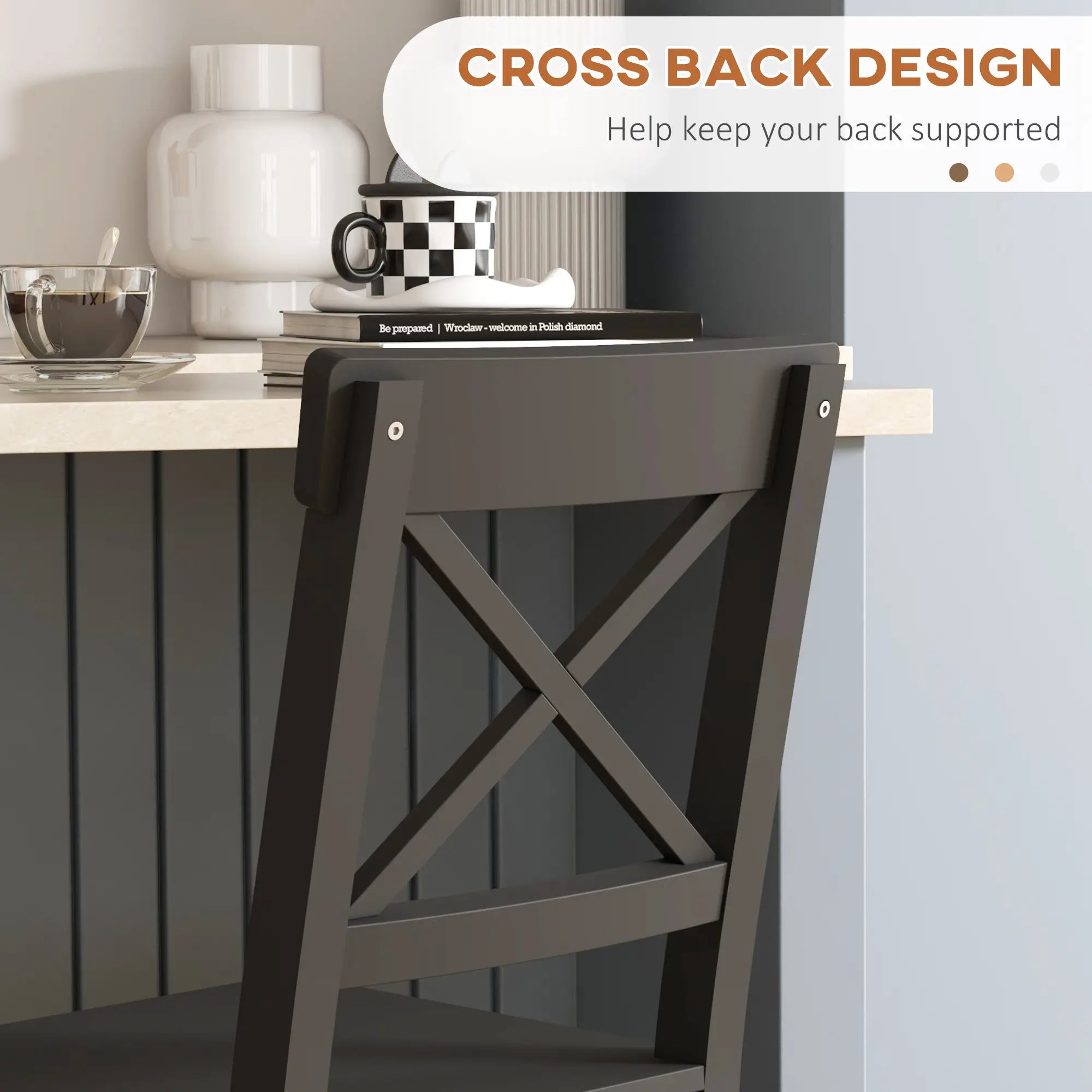 Farmhouse Counter Height Stools Set of 2, Solid Wood, Kitchen Island Bar Stools at Gallery Canada