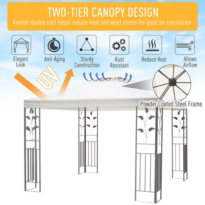 10' x 10' Metal Gazebo, Patio Canopy With Vented Roof, Cream Gazebos at Gallery Canada