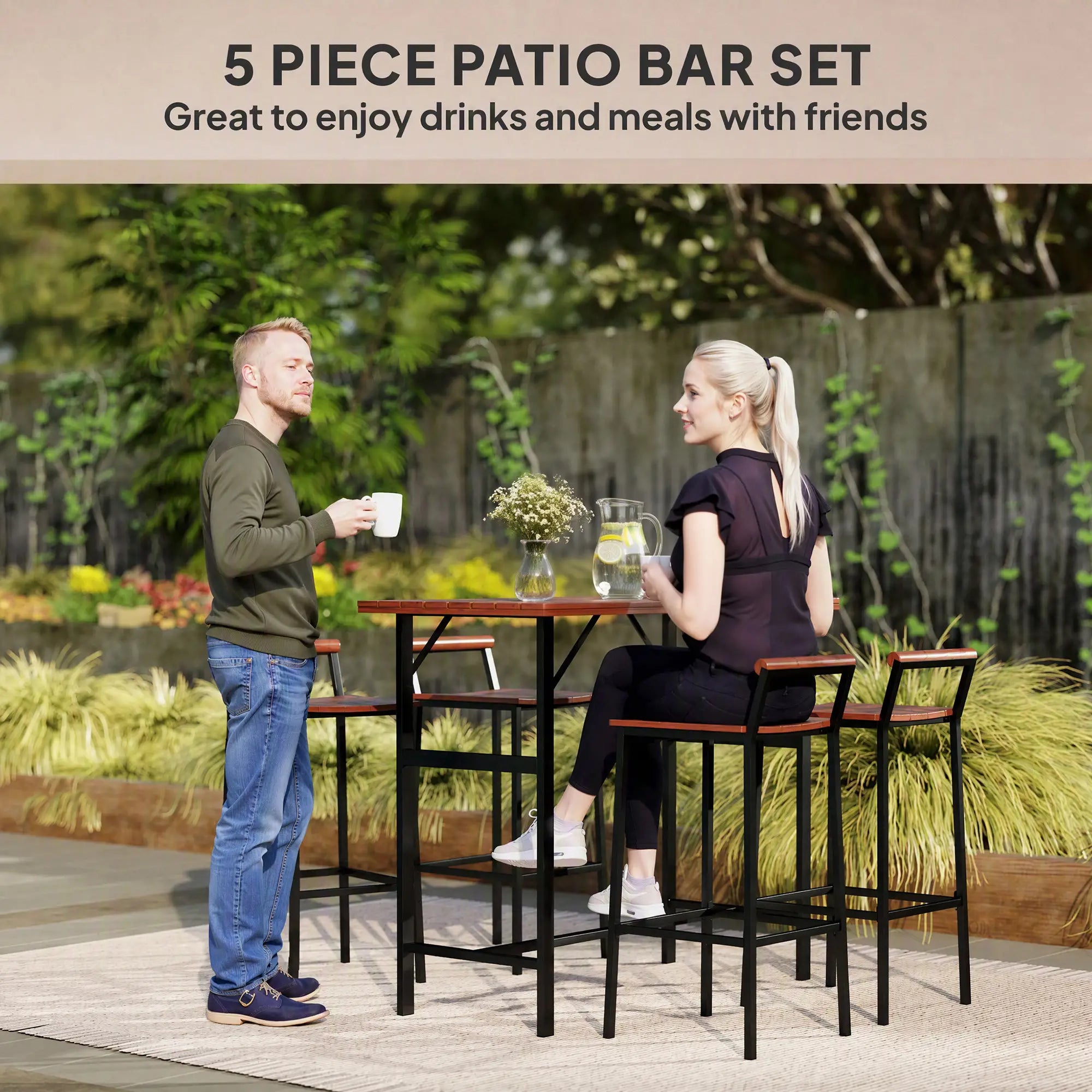 5 Piece Patio Bar Set, 47