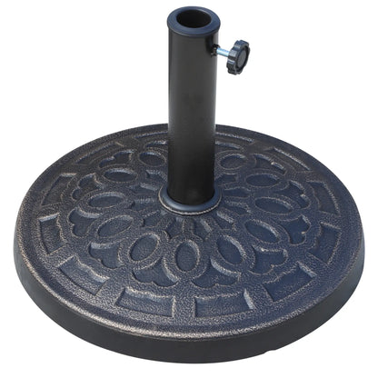 26 lbs Resin Umbrella Base, Round Market Parasol Holder, Φ1.5", Φ1.89" Pole, Bronze Umbrella Bases Bronze, Silver at Gallery Canada