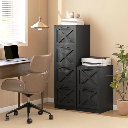 4-Drawer File Cabinet, Vertical Farmhouse, Fits A4, Black Office Cabinets & Cupboards at Gallery Canada