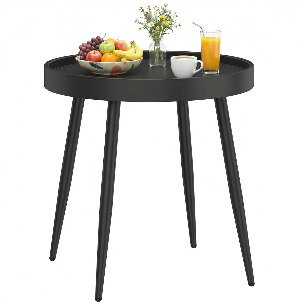 19.5" Round Patio Table, Small Outdoor Coffee Side Table, Black Patio Side Tables at Gallery Canada