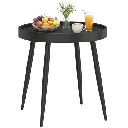 19.5" Round Patio Table, Small Outdoor Coffee Side Table, Black Patio Side Tables at Gallery Canada