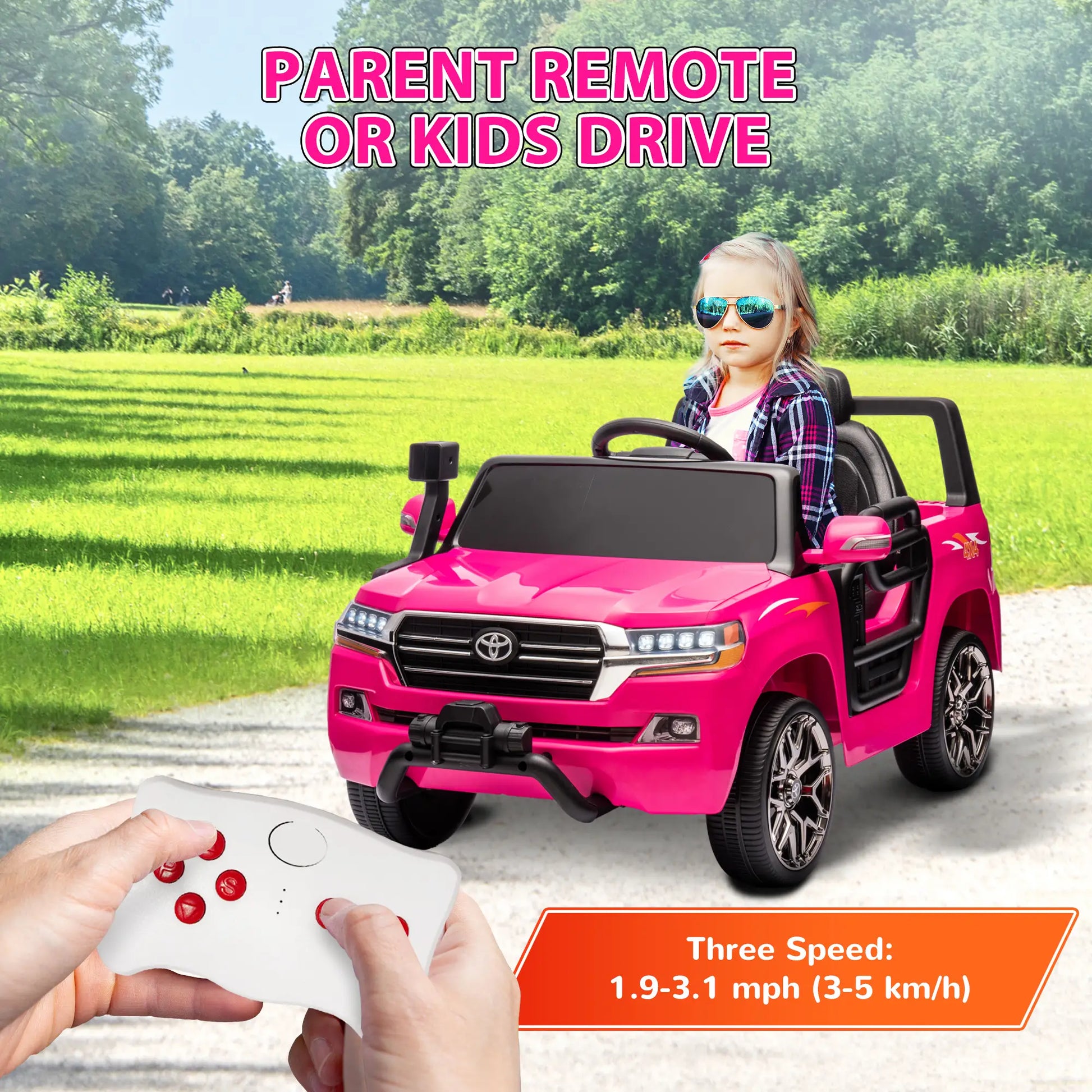 12V Licensed Kids Car, Remote Control, Four Wheel Spring Suspension, Pink Electric Toy Cars at Gallery Canada
