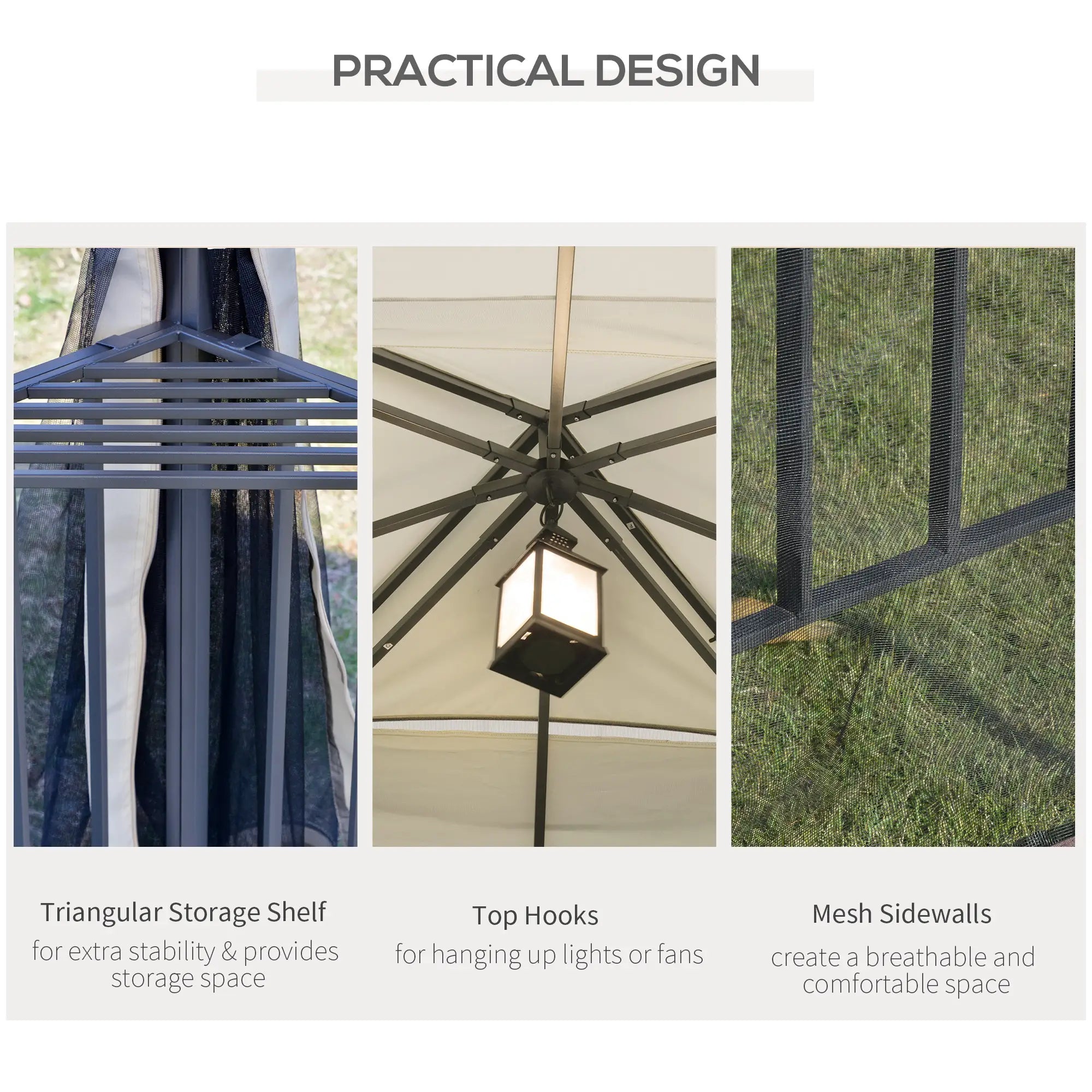 10'x10' Soft-Top Gazebo, Double Tier Roof, Mesh Curtains, Cream Gazebos at Gallery Canada