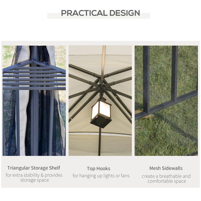 10'x10' Soft-Top Gazebo, Double Tier Roof, Mesh Curtains, Cream Gazebos at Gallery Canada