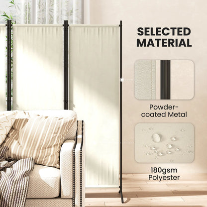 Folding Room Divider, Privacy Screen, 5.6FT Tall, Cream White Side Awnings at Gallery Canada