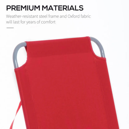 Folding Outdoor Lounge Chair, Portable Reclining Beach Lounger, Breathable Mesh, Red Lounger Chairs at Gallery Canada